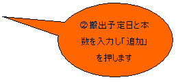 円形吹き出し: A搬出予定日と本数を入力し「追加」を押します